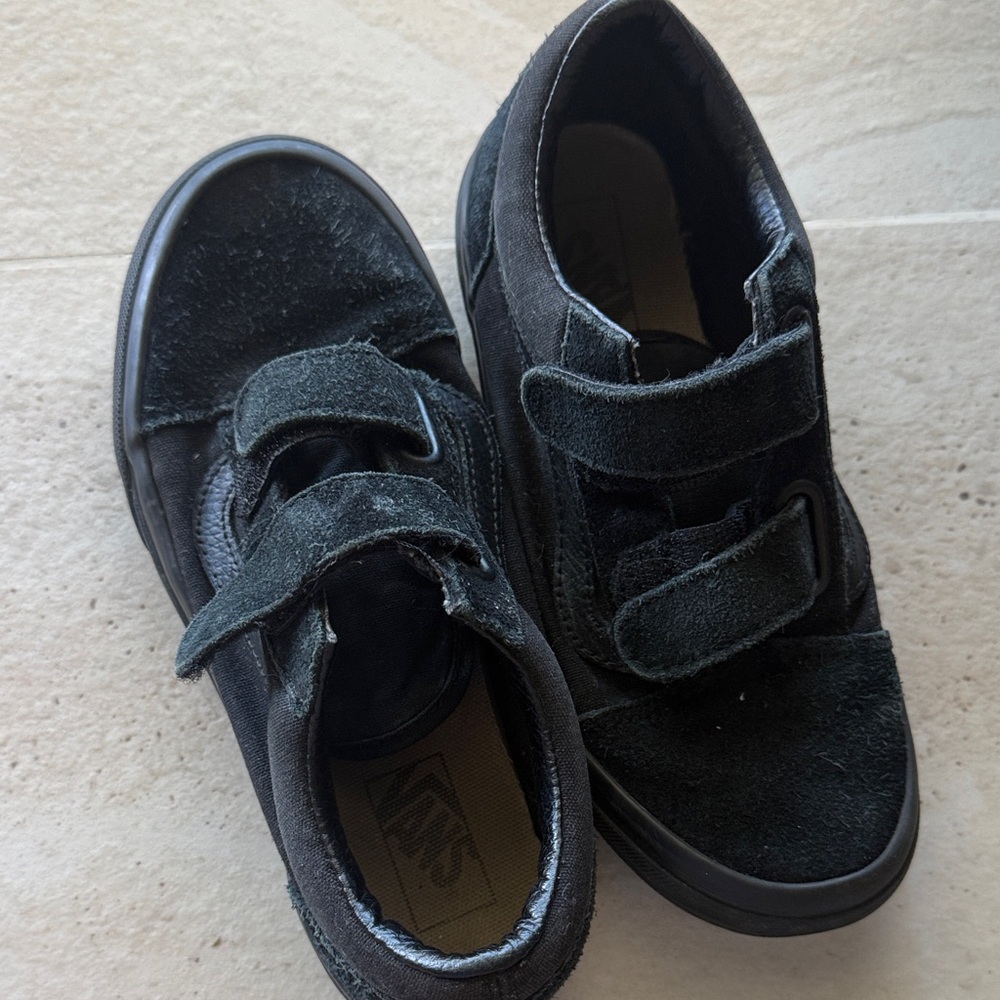 Vans Kids Black Suede Velcro Sneakers